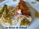 Blancs de poulet farcis et asperges vertes