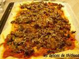 Pizza viande, courgettes champignons