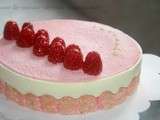 Entremet bavarois chocolat blanc framboises