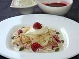 Tagliatelles de crêpes framboises pistache