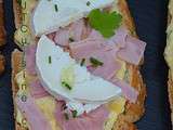 Tartine à la crème de maïs, et au jambon