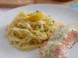 Tagliatelles, saumon poêlé et sauce beurre citron