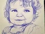 Dessins au stylo bic bleu crystal: portraits d'enfants