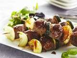 Brochettes de boeuf aux légumes grillés