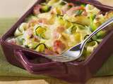 Gratin aux tagliatelles de pâtes, courgettes et jambon