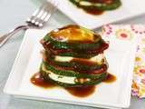 Millefeuilles de courgettes, mozzarella, bacon et citron