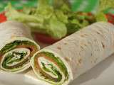 Wrap truite fumée, fromage frais et salade