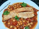 Filets de doré sur nid de tomates et pois chiches