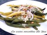 Salade de haricots verts et jaunes, vinaigrette au parmesan et au citron