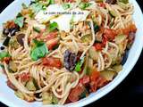 Spaghettis aux tomates cerises et aux courgettes