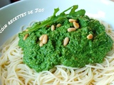 Spaghettis pesto de roquette