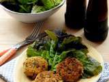 Croquettes de millet, roquette, tomates confites et tofu {sans oeufs}