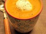 Velouté de patate douce, butternut et carotte, saveur coco