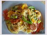 Wok de crevettes aux asperges et chorizo