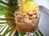 Crumble papaye-ananas flmbées au rhum charrette