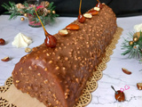 Bûche praliné, insert clémentines et glaçage rocher