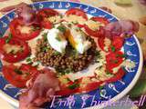 Salade de lentilles tiede a l'oeuf poche