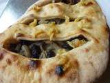 Fougasse aux oignons, romarin, olives et ail confil