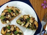 Tartines de légumes au curry, coriandre, noix de cajou et huile de sésame