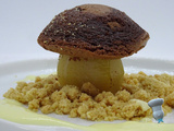 Cèpes en crumble, poire, chocolat