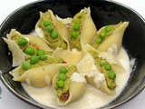 Conchiglioni farcies aux petits pois et crème de parmesan