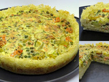 Quiche aux légumes et au saumon en croûte de riz