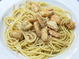 Spaghettis aux crevettes fraiches