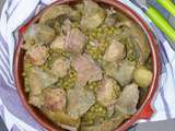 Tajine de petits pois et artichauts aux boulettes de veau