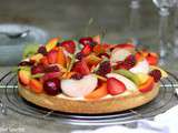 Tarte aux fruits d’été passionnément vanille (dessert aux pêches, cerises, brugnons, abricot, kiwi, fraises et framboises)