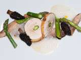 Poulet de Bresse aux Morilles et vin jaune, asperges