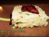 Risotto au magret fumé, courgettes et tomates séchées