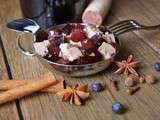 Foie gras et poires pochés au vin rouge, gelée épicée