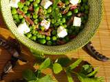 Salade de petits pois, lardons, feta et menthe