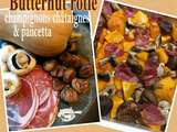 Butternut rôtie au four champignons châtaignes & pancetta