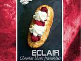 Eclair framboise & chocolat blanc