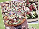 Tarte fine courgettes pancetta mozzarella de bufflone