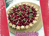 Tarte très framboises croustillant chocolat blanc basilic