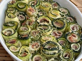 Rouleaux de courgettes au four