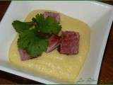 Polenta au lait d'amande et au jambon doré