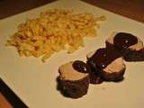 Filet mignon de porc, sauce au chocolat