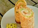 Roulés de pain de mie, pesto de courgette et poulet