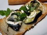 Tartine ou brushetta aubergines et chèvre