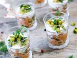 Verrine tartare de saumon à l’Aneth et courgettes poêlées