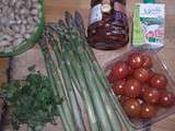 Pâtes aux asperges, sauce cajou et tomates séchées