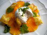 Burrata sur carpaccio d’oranges et croustillants de pâtes frites