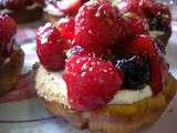 Tartelettes aux fruits rouges, crème à la violette