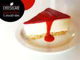 Cheesecake au coulis de fraise et chocolat blanc