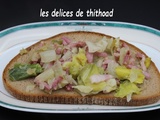 Bruschetta aux poireaux, endive et lardons