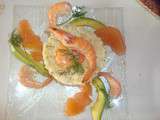 Salade de riz, pamplemousse et crevettes