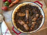 Lentilles aux tomates et saucisses confites au piment d’espelette